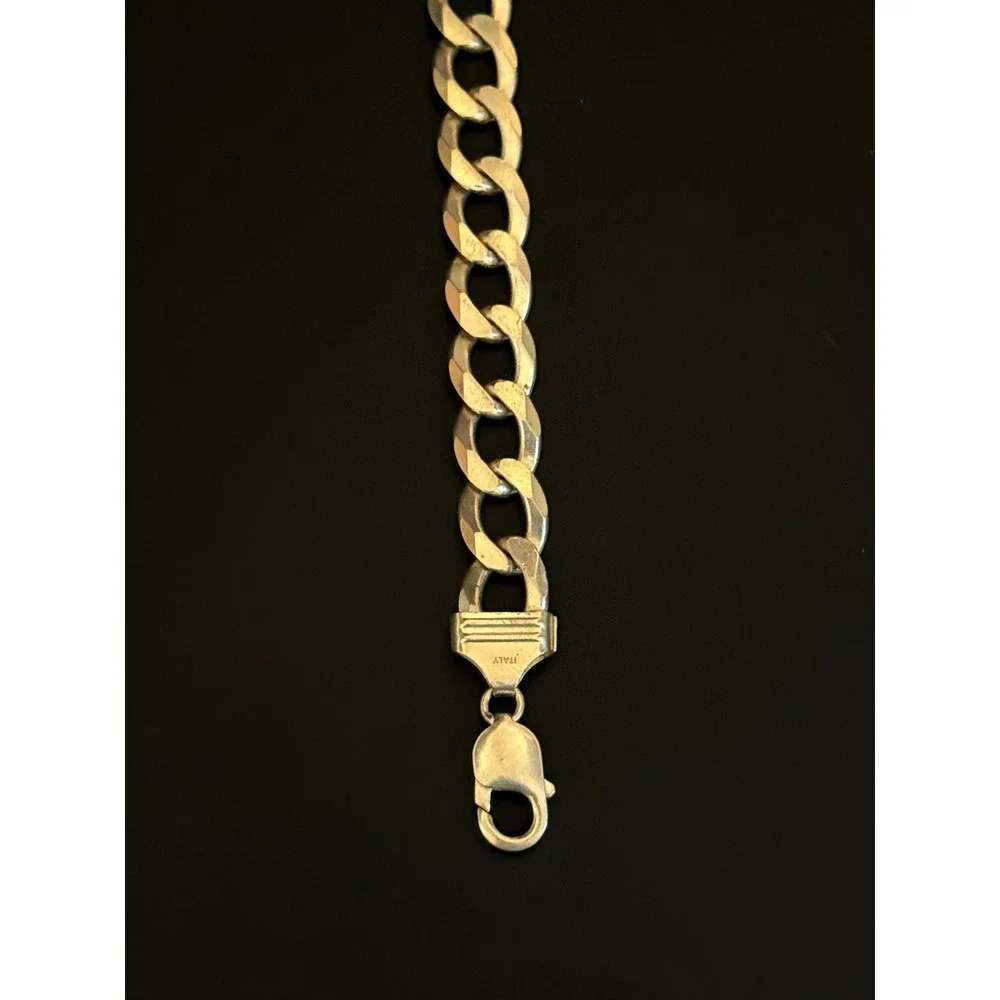 Mens Italy 925 Sterling Silver Curb Link Bracelet 12mm 8.25